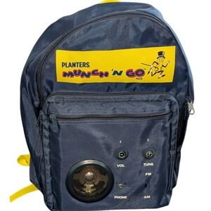 Vintage Planters Peanuts Munch n Go Pack Radio Backpack Mr‎ Peanut Navy Blue